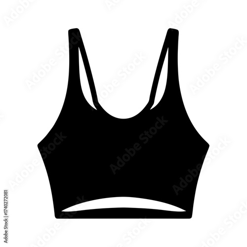 Sleek black sports bra with shoulder straps for comfort and support