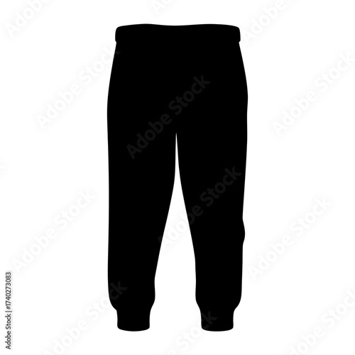 Silhouette of Black Jogger Pants with Cuffed Ankles for Sport or Comfort