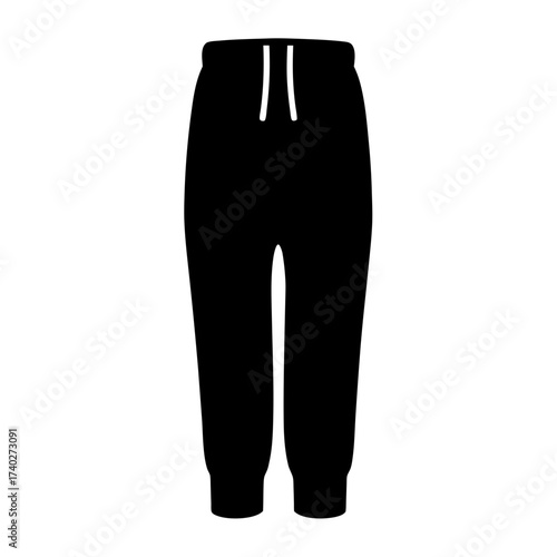 Stylized Silhouette of Black Joggers with Drawstring Waist and Cuffed Ankles