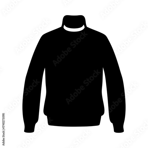 Black long sleeve sweater with a white collar design graphic art