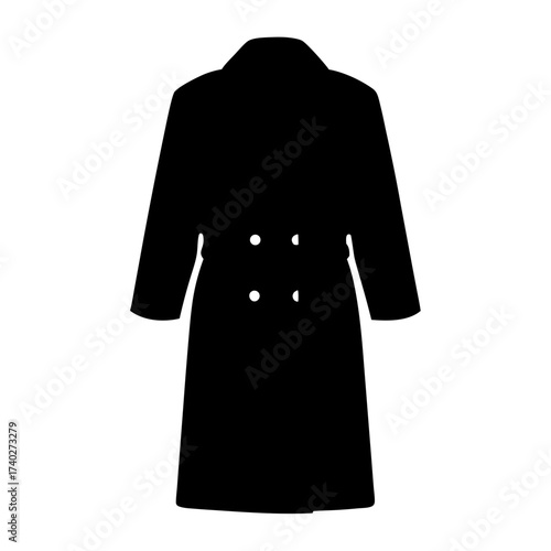 Black Silhouette of a DoubleBreasted Coat with Four Buttons and a Collar