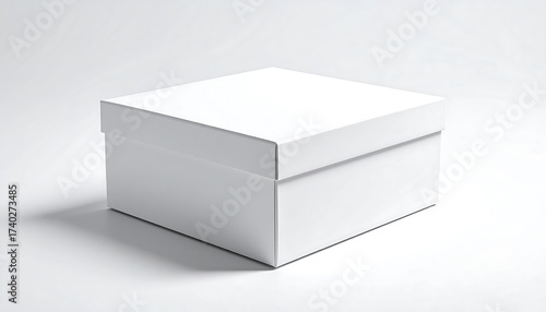 Minimalist White Box Isolated on a White Background with Soft Shadows