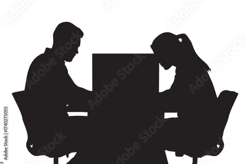 Minimalist black and white glasses and face silhouette art illustration design