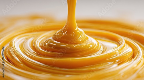 Golden liquid swirling in a circular motion