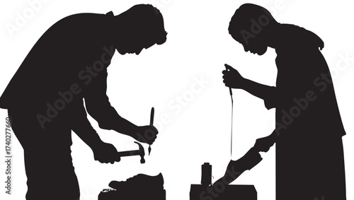 Minimalist profile portrait in black and white showing facial features