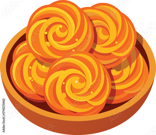 Bowl of Orange Swirl Pastries with Sprinkles sweets