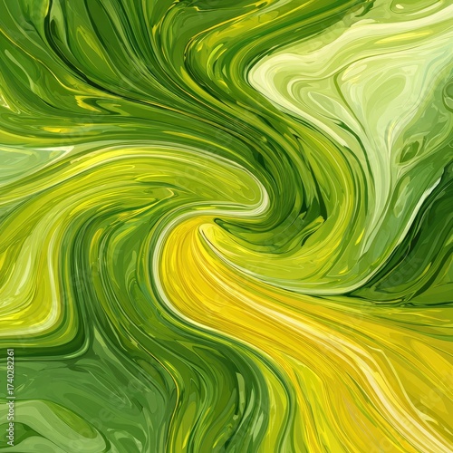 Abstract swirling pattern of vibrant greens and yellows (1)