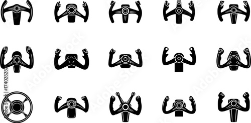Aero plane steering wheels, Plane steering wheels, Plane steering wheels silhouette, Aero plane steering wheels silhouette, Aircraft control wheel