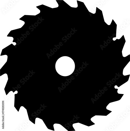 Silhouette of a circular saw blade for cutting wood and other materials