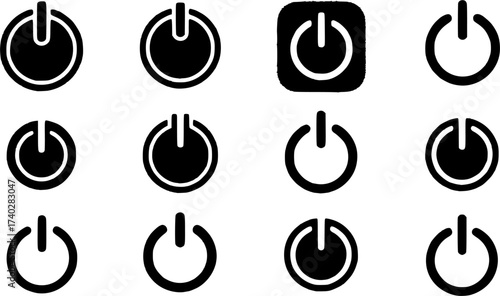 power button stencil icon silhouette vector illustration