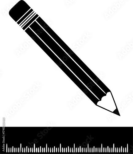 pencil ruler glyph flat vector icon 
