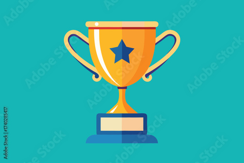 A gold trophy with a star on top