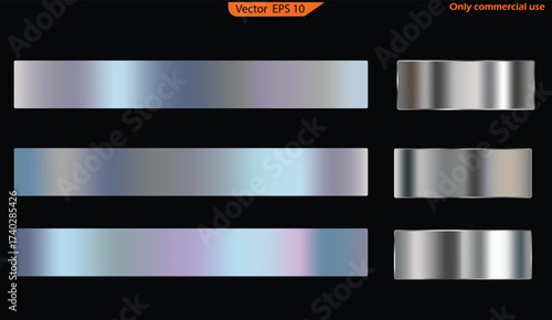 Set of metal banners. Set of vector banners. Set of Silver foil texture background. Realistic silver, gradient mesh. High resolution