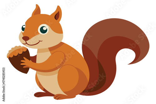 A cartoon squirrel holding a nut