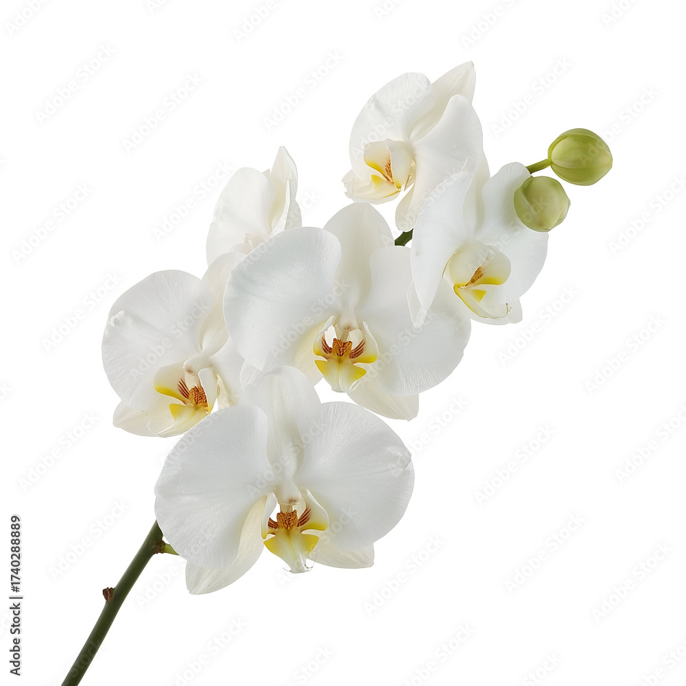 Fototapeta premium White orchid flowers on a dark background isolated on a transparent background plant
