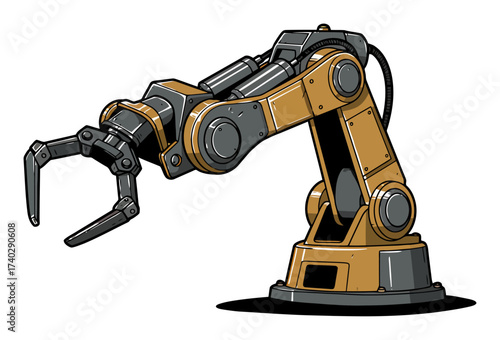 Vintage Robotic Arm Vector Illustration