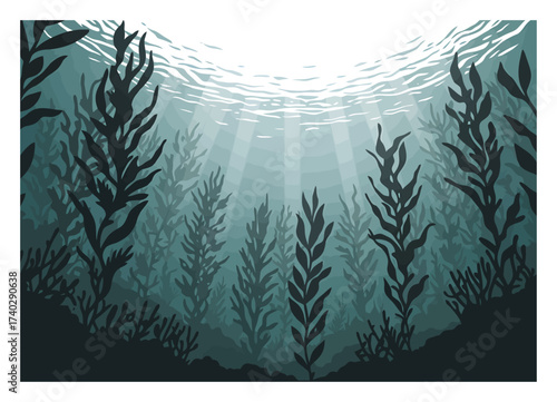 Underwater Kelp Forest Vector Illustration