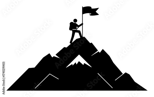 Mountain Climber Summit Success Vector