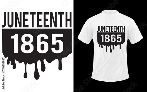 Juneteenth 1865 graphic design and t shirt mockup celebrating freedom and emancipation