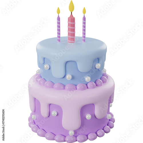 3D Render of Birthday Cake 