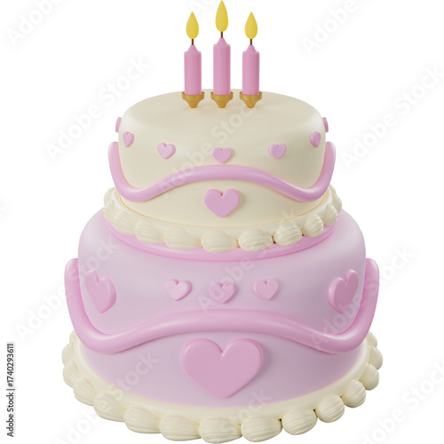 3D Render of Birthday Cake 