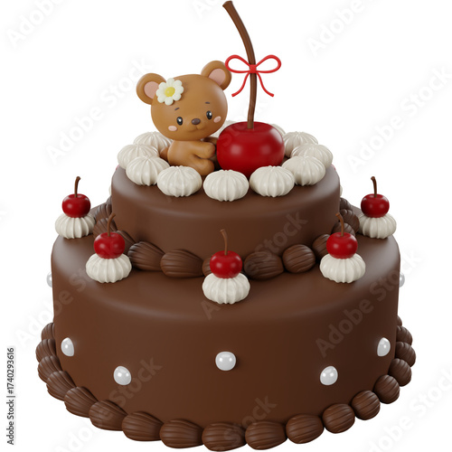 3D Render of Birthday Cake 