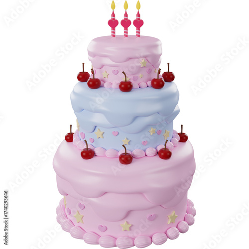 3D Render of Birthday Cake 