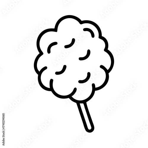 Cotton candy icon in minimalist style with a simple design representing attractions