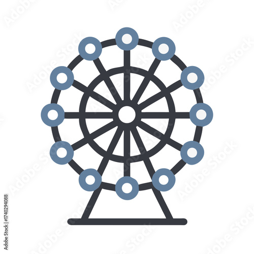 Ferris wheel icon in modern flat design, representing attractions