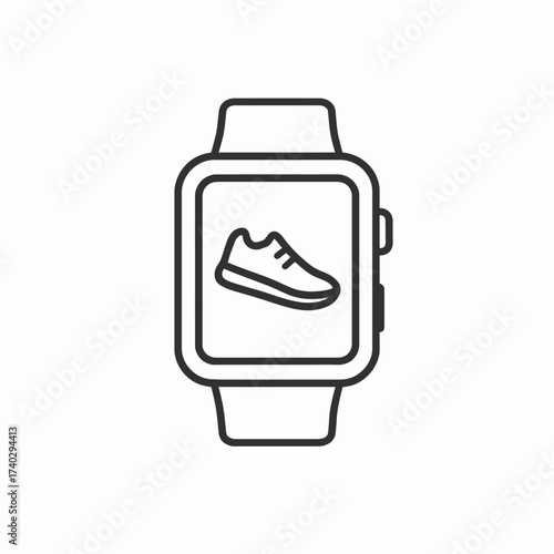 Smartwatch with running shoe icon displaying fitness tracking capabilities