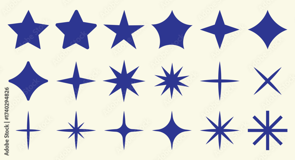 Obraz premium Set of stars, starbursts and sparkles. Vector illustration