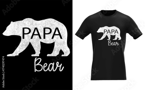Papa bear graphic design with distressed bear silhouette and text for t shirt apparel