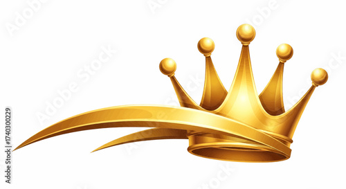 Golden royal crown for a king or queen, a luxury jewelry tiara symbol. Vector illustration icon and clipart