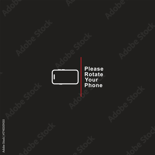 Please rotate your phone isolated on black background.