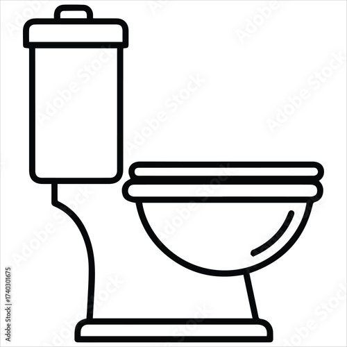 Simple line art illustration of a modern toilet

