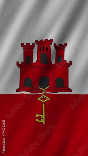 Gibraltar flag waving proudly on national day celebration