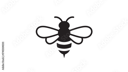 Minimalist bee icon simple flat vector design element Isolated on White Background for web and mobile apps