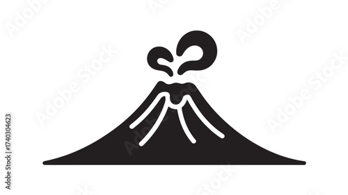Volcano eruption icon simple flat vector glyph Isolated on White Background for infographic and app design