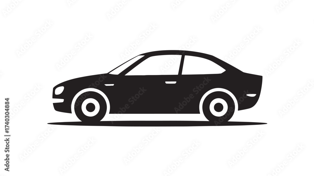 Fototapeta premium Black car vector illustration simple flat design Isolated on White Background for web and app design