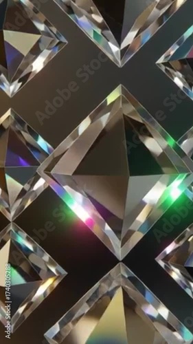 Geometric diamond reflections — crystal-like diamonds glowing with light.