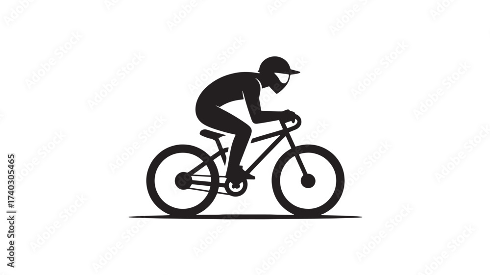 Fototapeta premium Silhouette of a cyclist riding a mountain bike vector illustration Isolated on White Background for sports and recreation designs