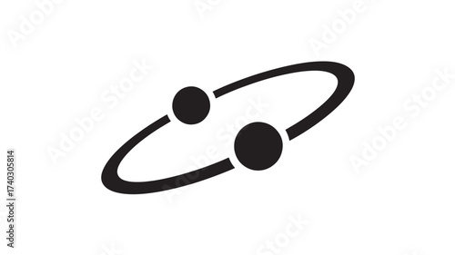 Orbit icon with two planets simple flat vector glyph Isolated on White Background for science and astronomy projects