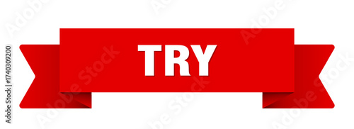 try ribbon isolated on transparent background. try ribbon