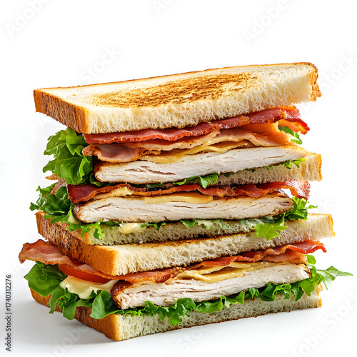 Traditional Deli Club Sandwich on Toasted White Bread