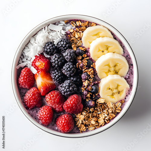 Creamy Acai Bowl with Granola, Banana, and Fresh Berries