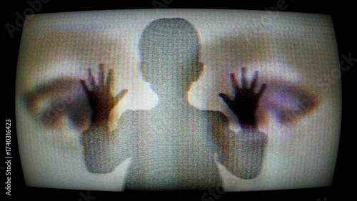 Wallpaper Mural Silhouette of Child Behind Screen With White Mask Creates Myster Torontodigital.ca