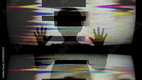 Silhouette of Child Behind Screen With White Mask Creates Myster