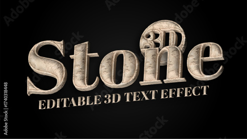 Stone 3D text effect editable design with textured surface and vintage style for creative typography projects