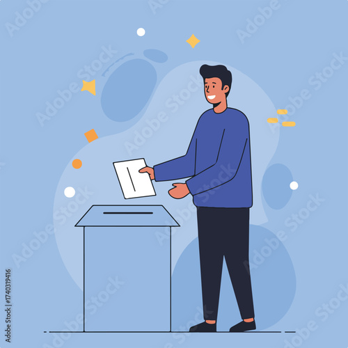 Person casts vote into ballot box, symbolizing civic duty and democratic process