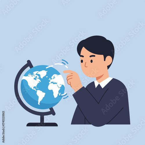 Person touching a globe, hinting at learning and exploration